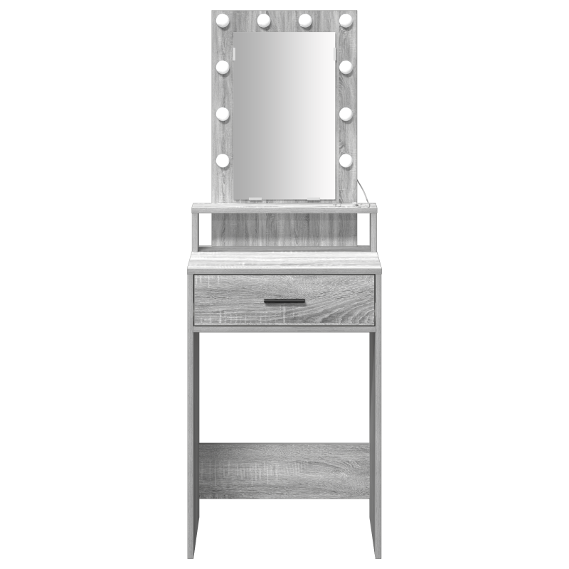 Schminktisch mit LED-Lichtern in Grau Sonoma, 50x41x140 cm
