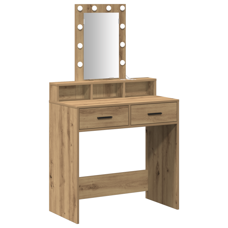 Schminktisch mit LED-Lichtern in Artisan Eiche 79x41x140 cm