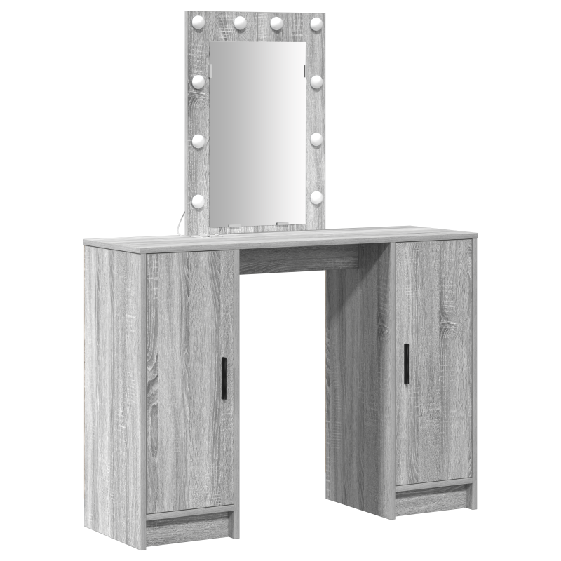 Schminktisch mit LED-Lichtern in Grau Sonoma, 102x33x135 cm