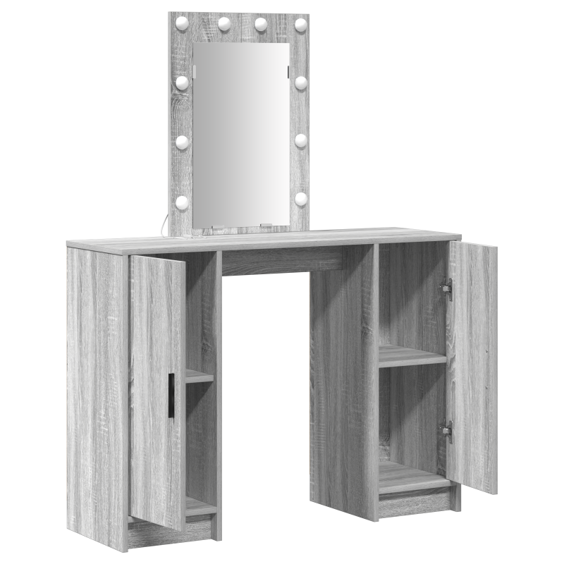 Schminktisch mit LED-Lichtern in Grau Sonoma, 102x33x135 cm