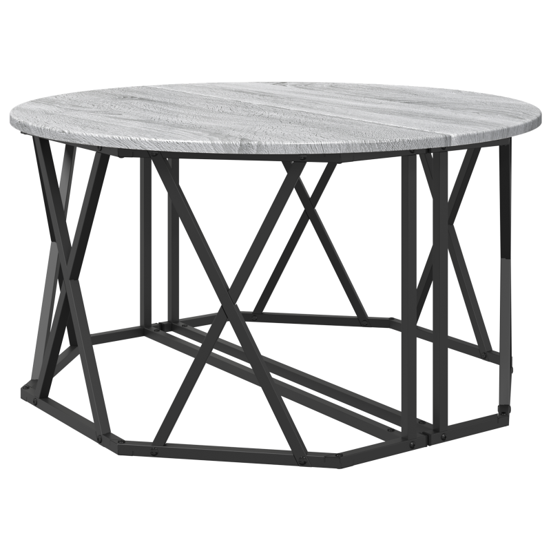 Grauer Sonoma Couchtisch 80x80x42 cm Aus Stabilem Holz