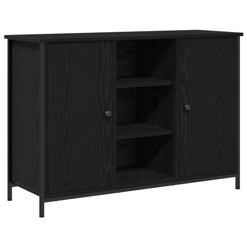 Sideboard Schwarze Eiche 100x35x70 cm Holzwerkstoff und Stahl