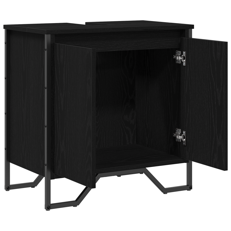 Waschbecken-Schrank Schwarze Eiche 60x35x60 cm Furniertes Holz