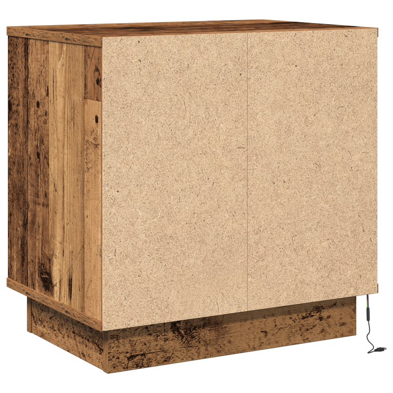 Nachttische mit LED 2er Set Altes Holz 50x34,5x50 cm