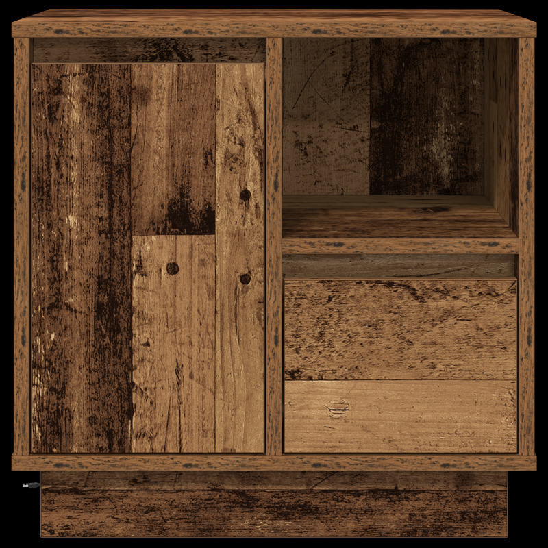 Nachttische mit LED 2er Set Altes Holz 50x34,5x50 cm