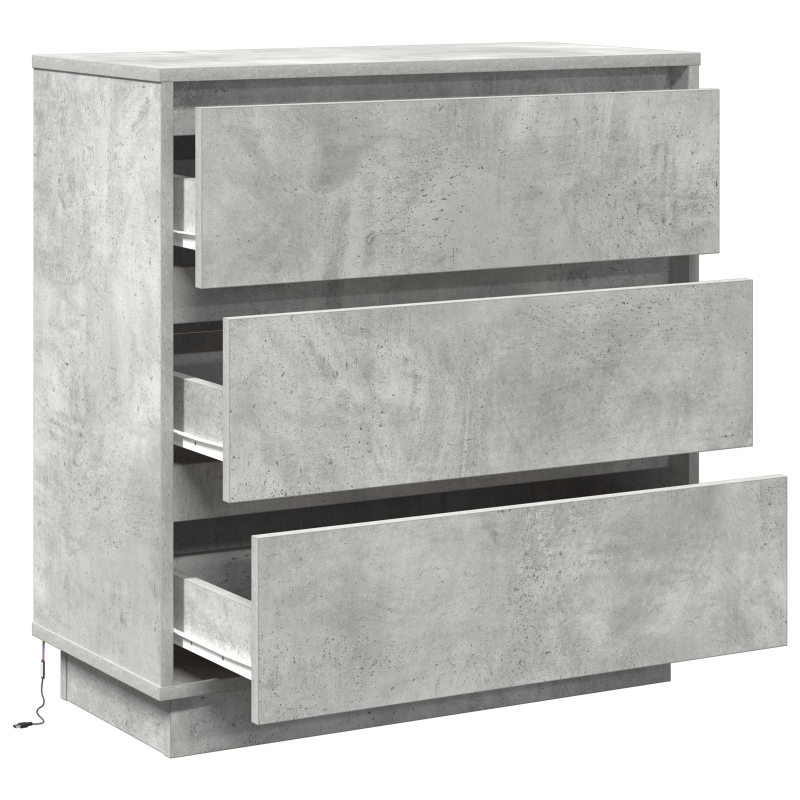 Nachttisch mit LED Beton Grau 71x34,5x75 cm Holzwerkstoff