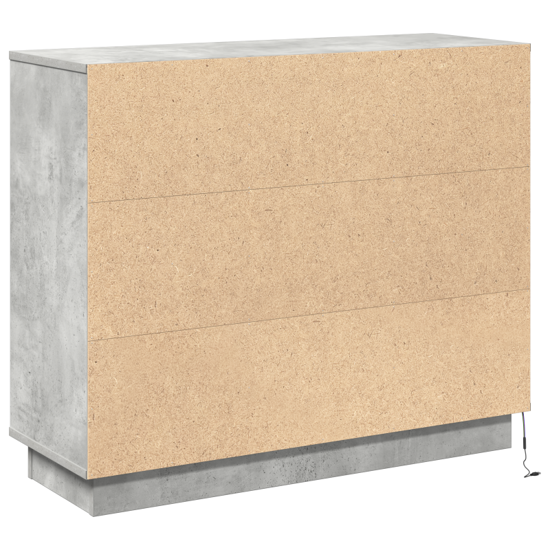 Sideboard mit LED in Beton Grau 90x32x75 cm aus Holzwerkstoff