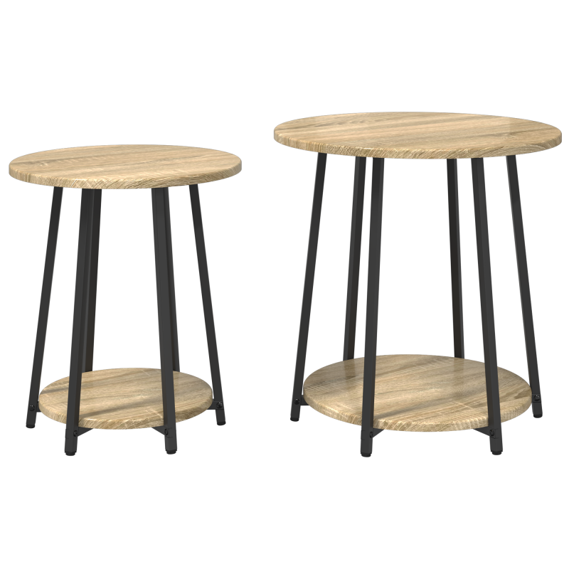 Beistelltisch 2er-Set Sonoma Eiche, Holzwerkstoff und Metall