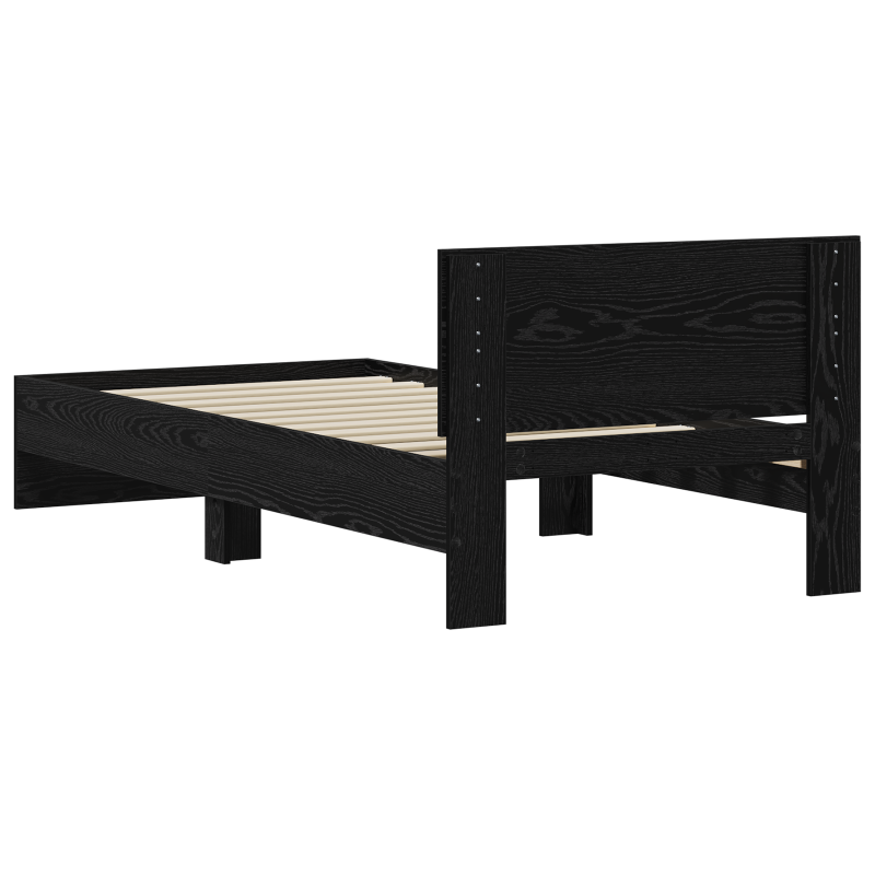 Bettgestell ohne Matratze mit Kopfteil Schwarzes Eichenholz 75x190 cm