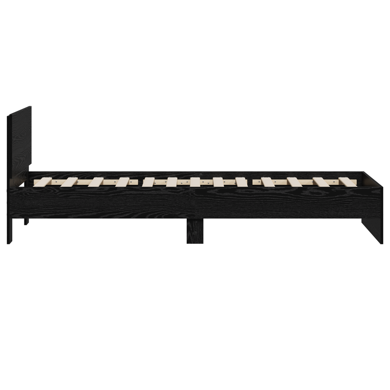 Bettgestell ohne Matratze mit Kopfteil Schwarzes Eichenholz 75x190 cm
