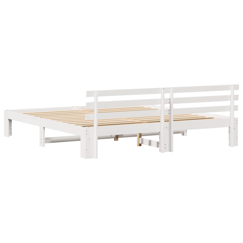 Weißes Bettgestell Weiß Massivholz 200 x 200 cm