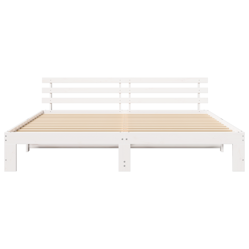 Weißes Bettgestell Weiß Massivholz 200 x 200 cm
