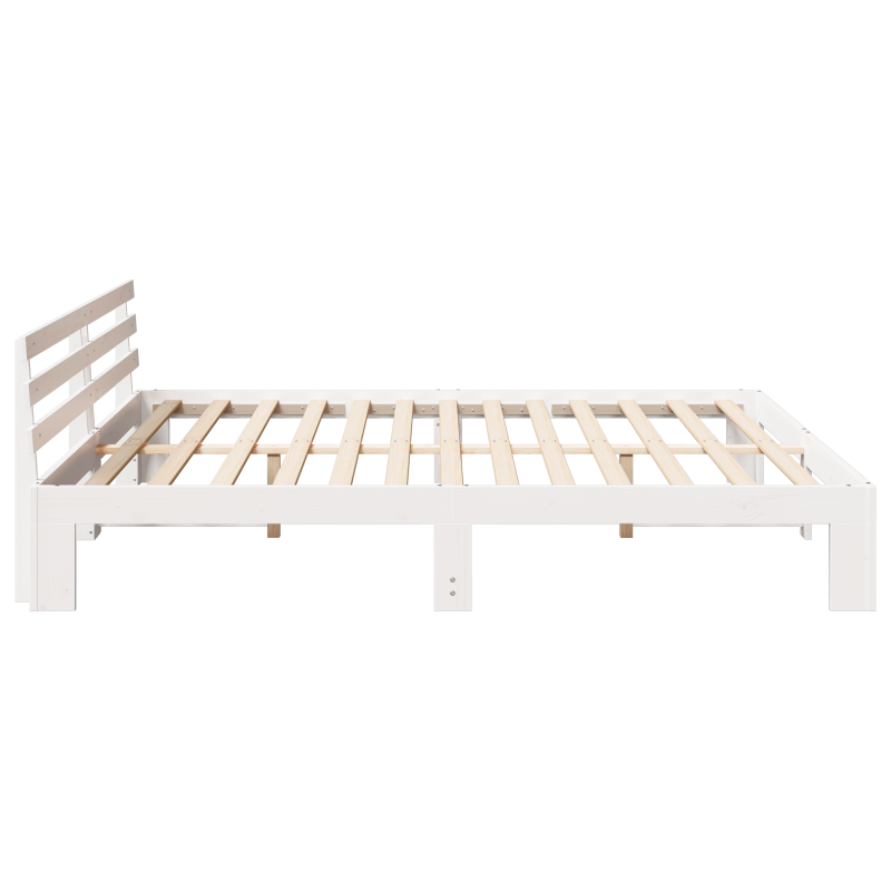 Weißes Bettgestell Weiß Massivholz 200 x 200 cm