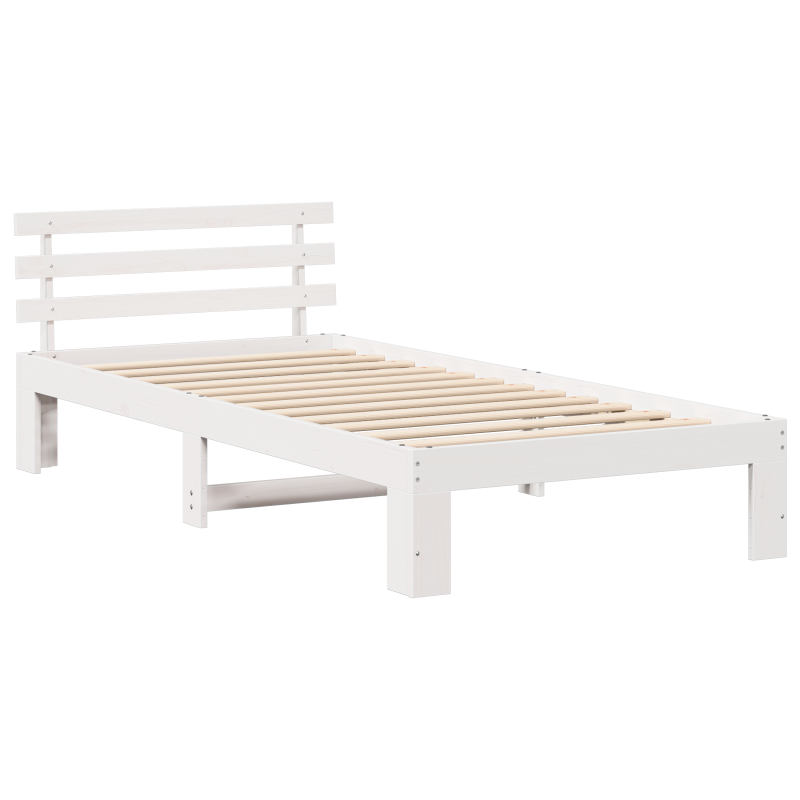 Kiefernbettgestell Weiß Weiß Massivholz 90 x 200 cm Langlebig