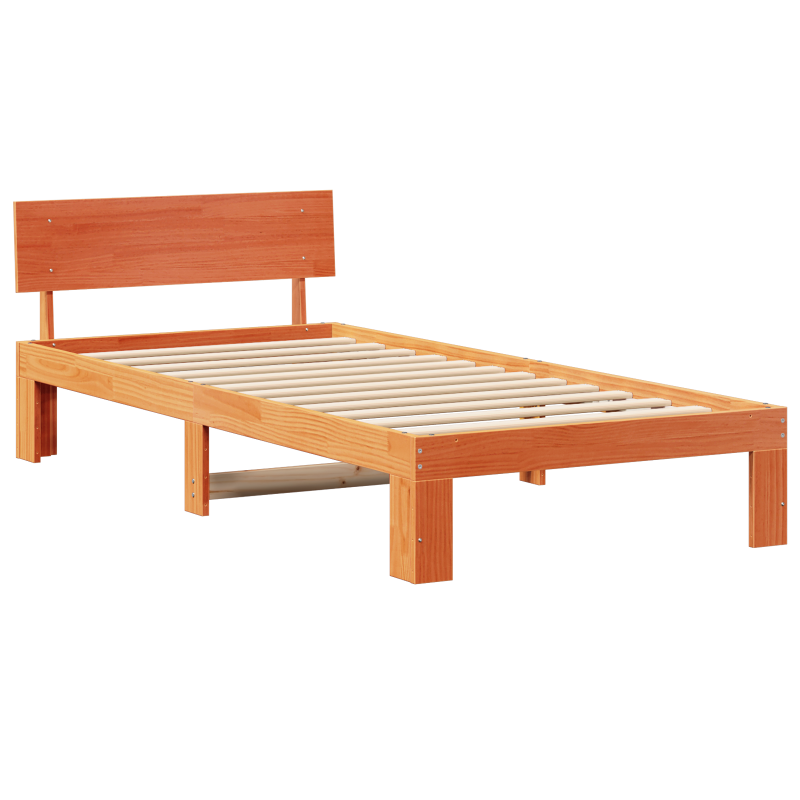 Bettgestell mit Kopfteil Wachsbrown 80x200 cm Massivholz Kiefer