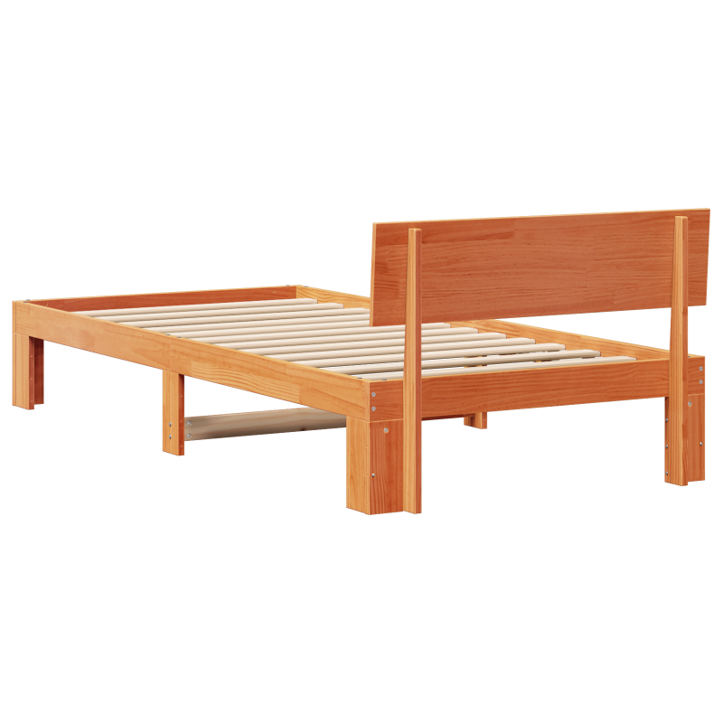Bettgestell mit Kopfteil Wachsbrown 80x200 cm Massivholz Kiefer