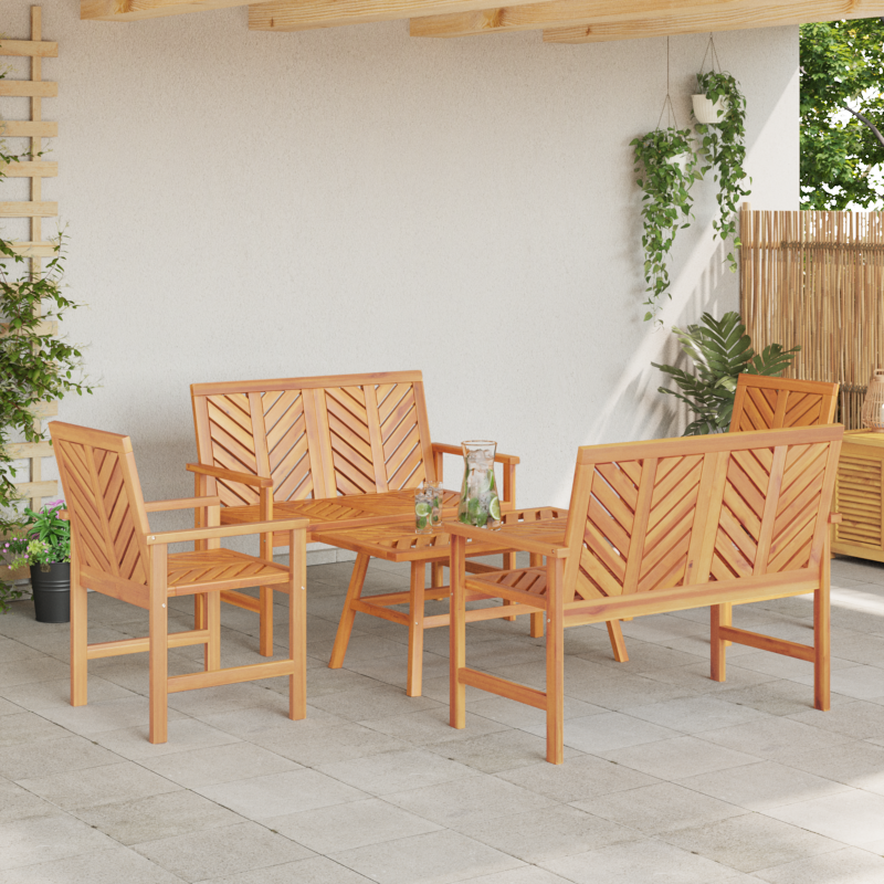 5-teiliges Garten Lounge Set Massivholz Akazie