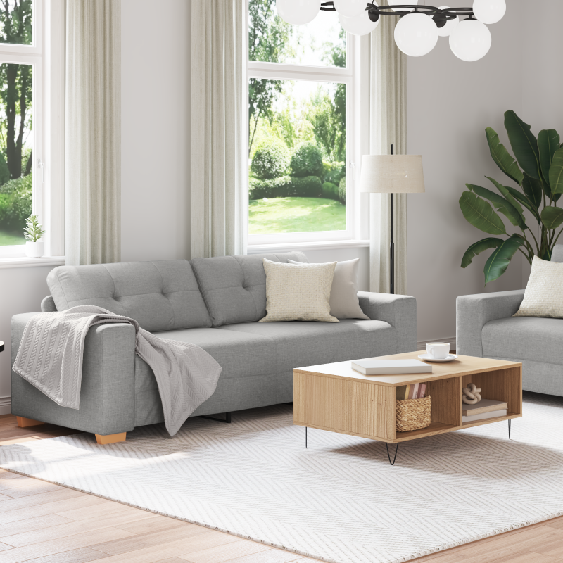 2-teiliges Sofa Set mit Polstern in Wolken-Grau-Stoff