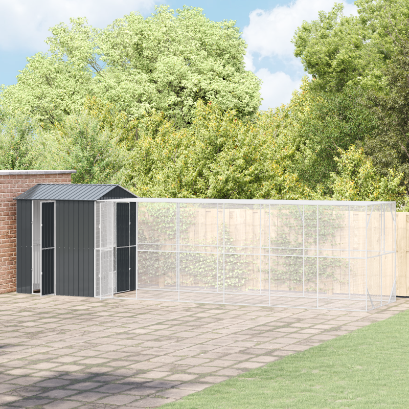 Vogelvoliere mit Erweiterung Anthrazit 210x817x247 cm Stahl