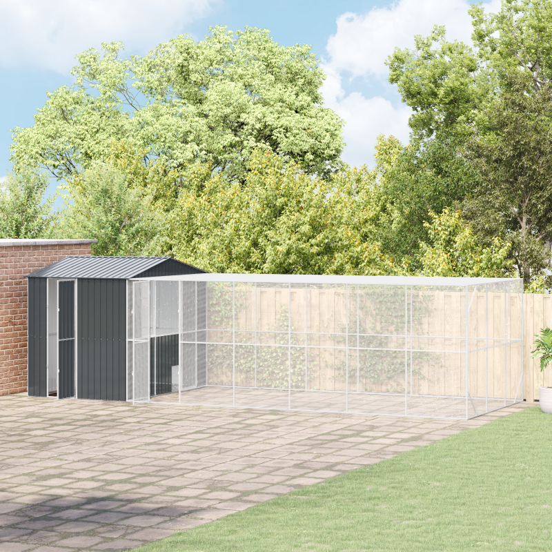 Vogelvoliere mit Erweiterung Anthrazit 310x817x247 cm Stahl