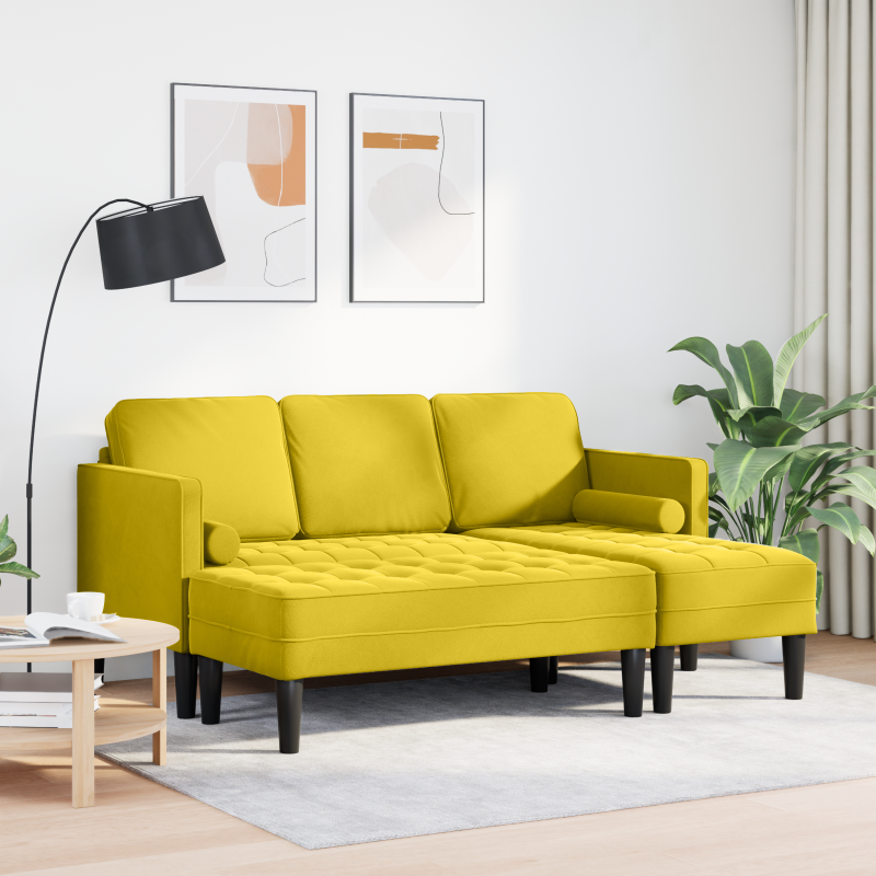 5-teiliges Garten-Sofaset mit Kissen Schwarz Poly-Rattan Akazie