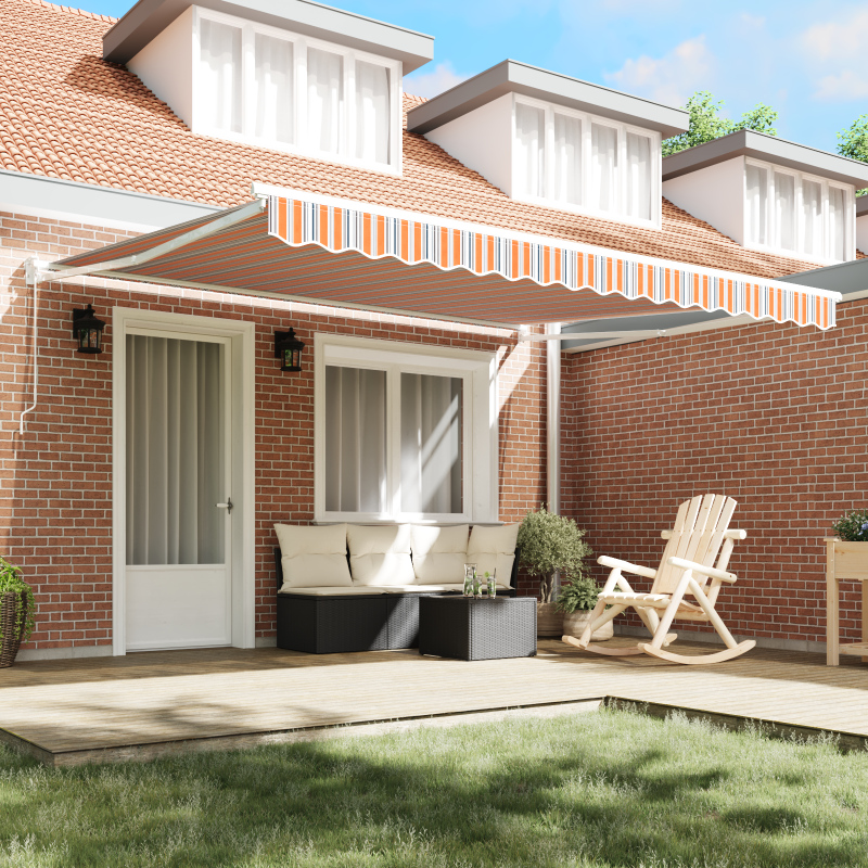 manuelle einziehbare Markise mit bunten Streifen 400x300 cm