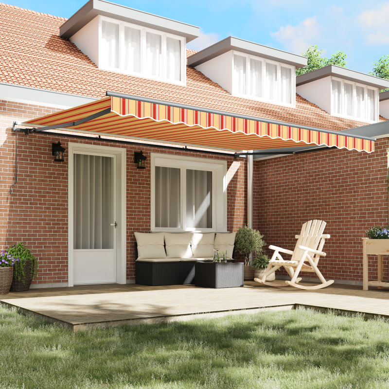 Manuelle einziehbare Markise in Gelb und Orange, 450x300 cm