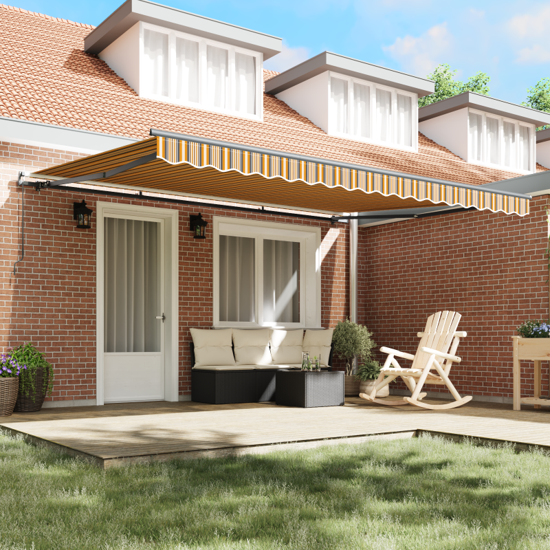 Manuelle einziehbare Markise mit buntem Streifen 450x300 cm