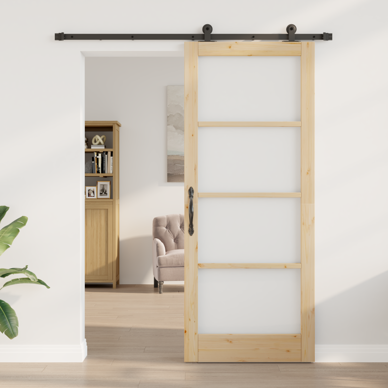 Schiebetür mit Beschlagsatz ORKDALaus Massivholz und Glas