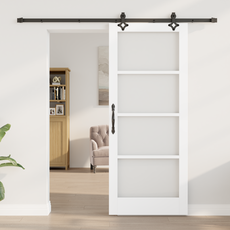 Schiebetür mit Hardware-Set Weiß 83x202 cm Massivholz Kiefer
