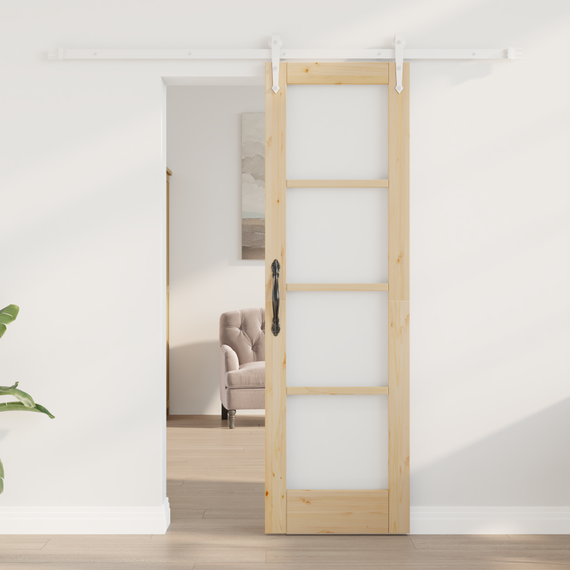 Schiebetür mit Hardware Set 61x198.5 cm aus massivem Kiefernholz