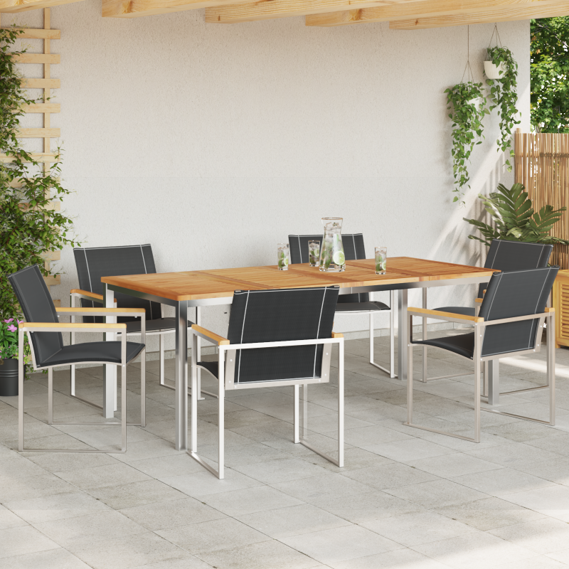 7-teiliges Garten Esszimmer Set aus massivem Akazienholz