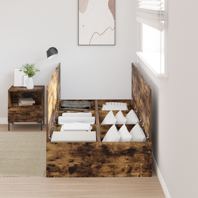 Bettgestell mit Stauraum Raucheiche 75x190 cm