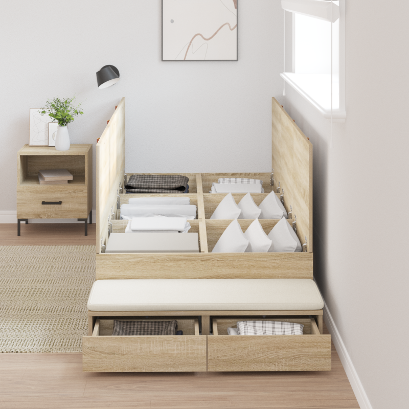 Stauraum Bettgestell Sonoma Eiche 90x200 cm