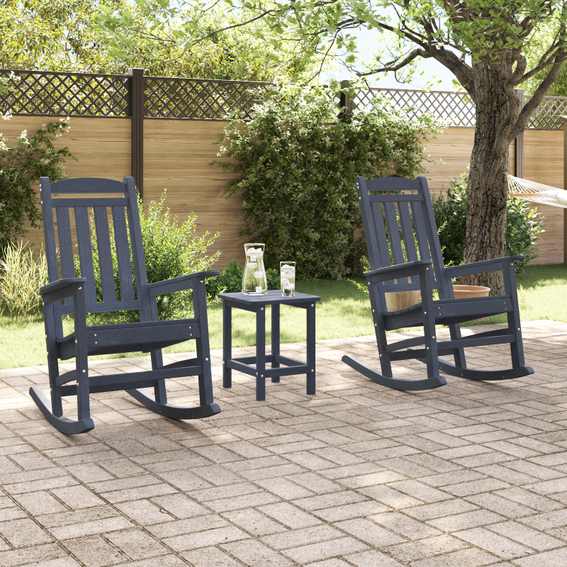Garten Schaukelstühle 2 Stk Marineblau 70x92x107.5 cm HDPE