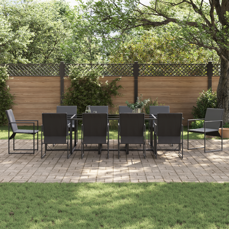 15-teiliges Garten-Esszimmer-Set mit Kissen aus Stahl und Textilene