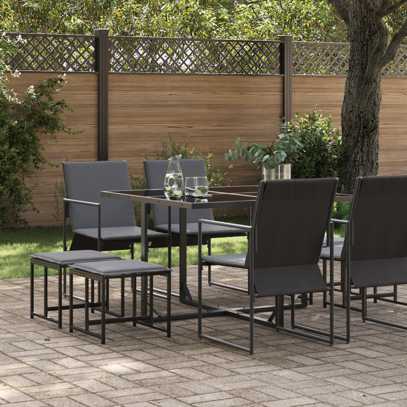 10-teiliges Gartenesszimmer-Set mit Kissen aus Stahl und Textilene
