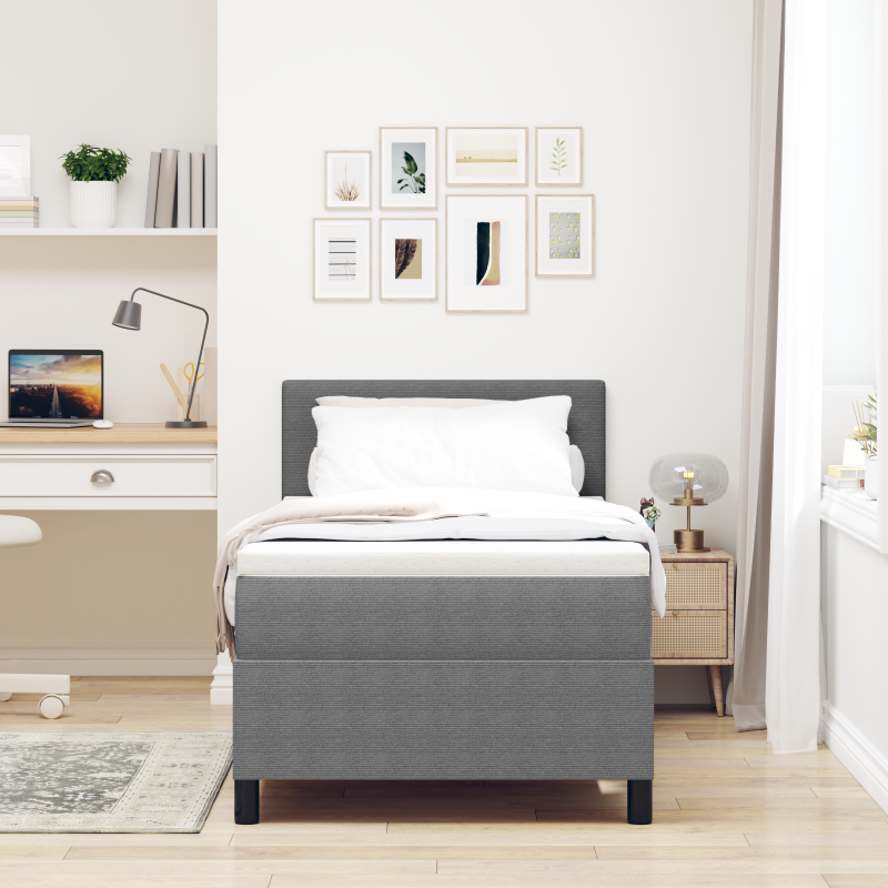 Boxspringbett mit Matratze & LED Licht Grau Einzel Cordstoff