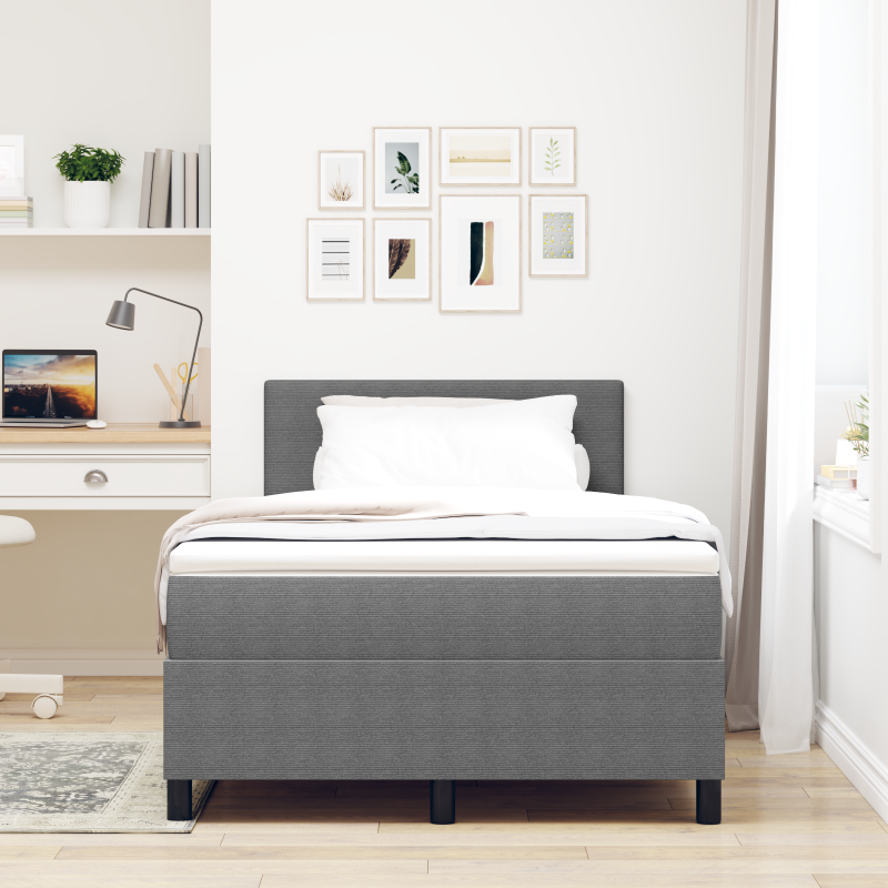 Boxspringbett mit Matratze & LED hellgrau 120x200 cm Cordstoff
