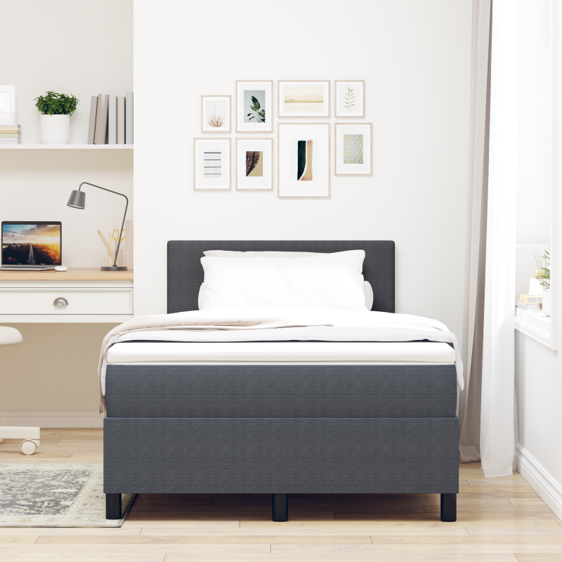 Boxspringbett mit Matratze & LED Dunkelgrau 120x200 cm Cordstoff