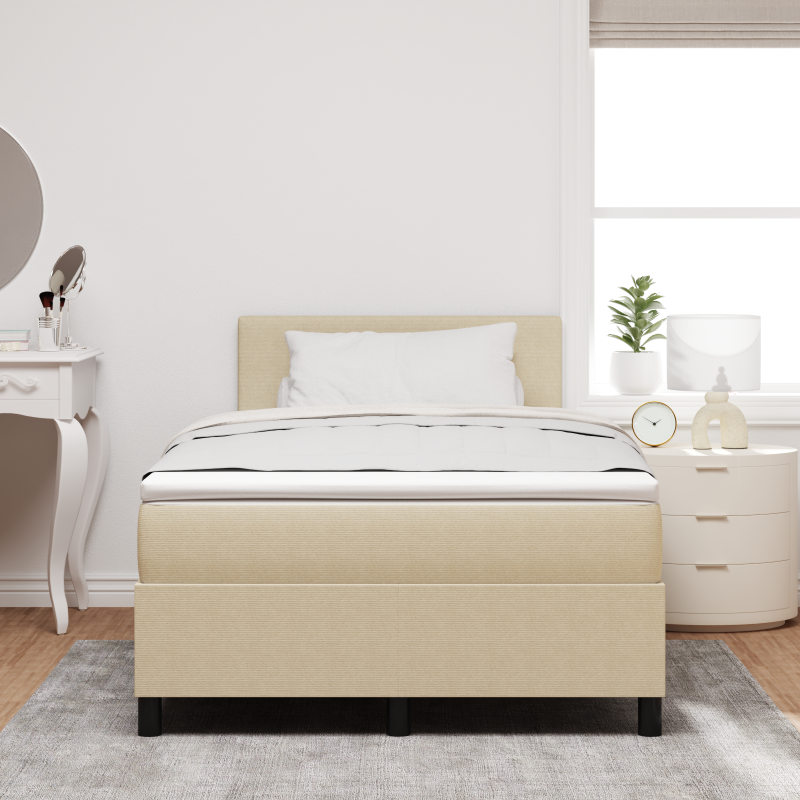 Boxspringbett mit Matratze & LED-Licht Beig Grau 120x200 cm Cordstoff