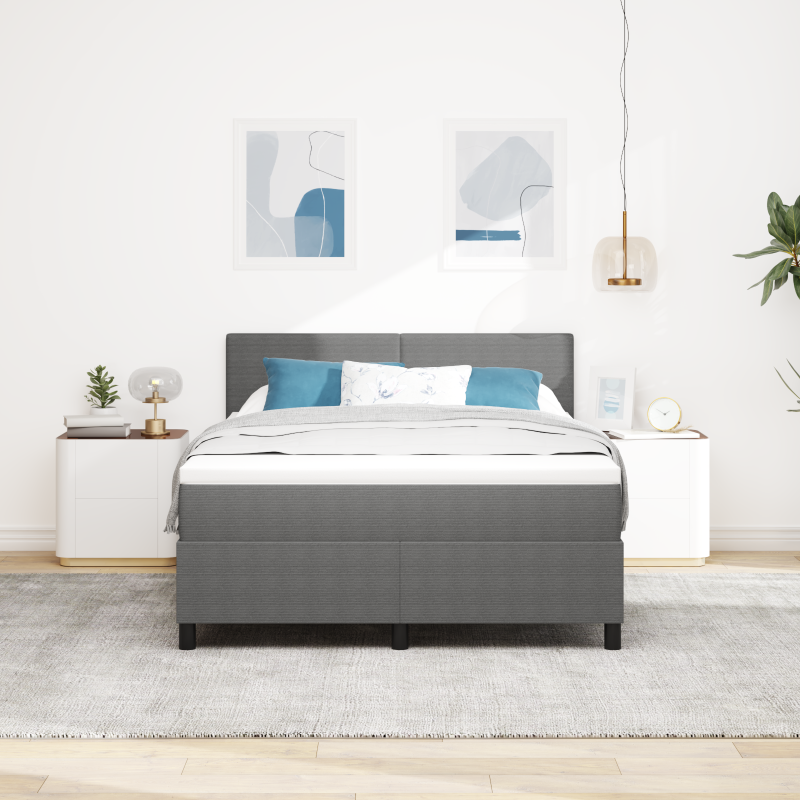 Boxspringbett mit Matratze & LED Licht Grau 160x200 cm Cord-Stoff