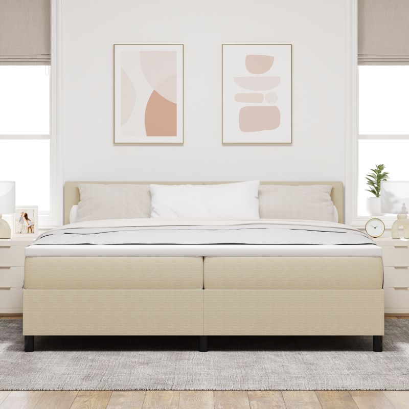 Boxspringbett mit Matratze & LED Licht Grün Grau 200x200 cm Cordstoff