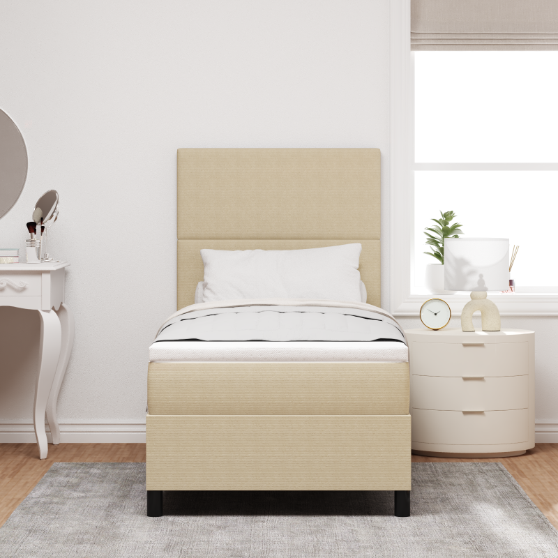 Boxspringbett mit Matratze und LED-Licht Grün Grau 100x200 cm Cord-Stoff