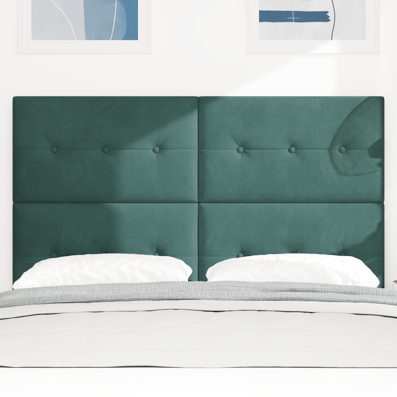 Kopfteil Mit Knöpfen Gepolstert Dunkelgrün 140 cm Samt