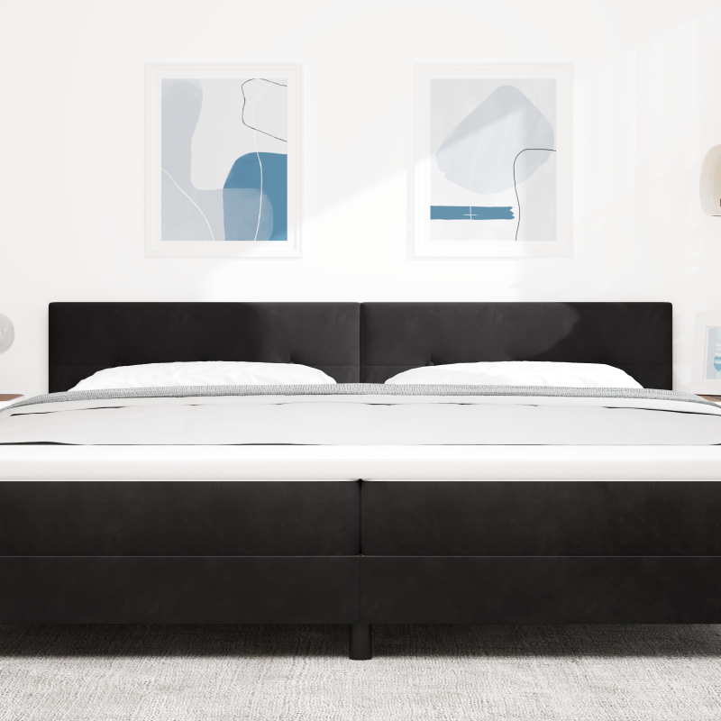 LED Kopfteil Mit Knopfheftung Schwarz 100 cm Samt