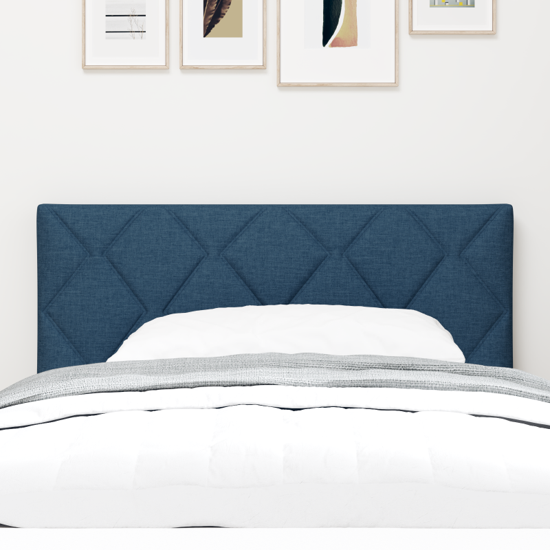 Blaues LED Kopfteil mit Diamantblockdesign, 100 cm Stoff