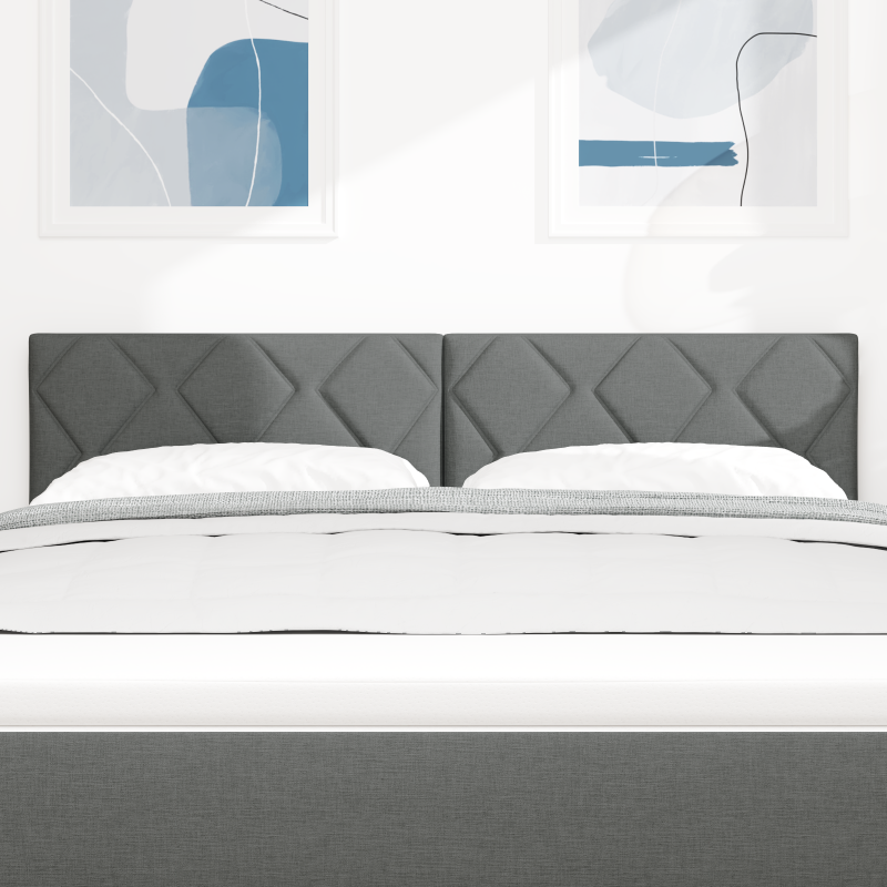 LED Kopfteil Diamantblockdesign Dunkelgrau 160 cm Stoff