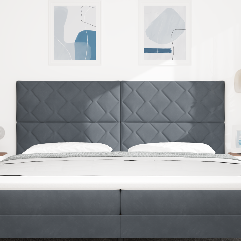LED Kopfteil Diamantblock Design Dunkelgrau 200 cm Velvet