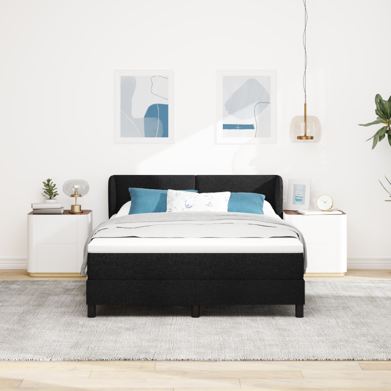 Boxspringbett mit Matratze Schwarz 140x200 cm Stoff